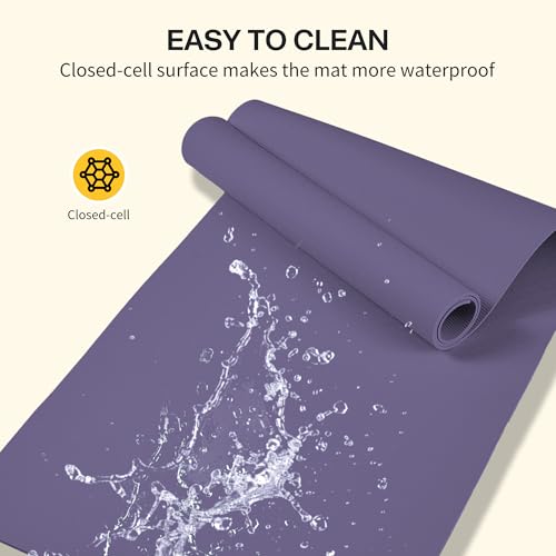 Non-Slip TPE Yoga Mat for Women & Men, 72"x24" Extra-Long Pilates Mats for Hot Yoga, HIIT, Floor Workouts, Lightweight Fitness Mat with Dual Grip