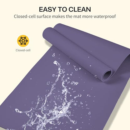 Non-Slip TPE Yoga Mat for Women & Men, 72"x24" Extra-Long Pilates Mats for Hot Yoga, HIIT, Floor Workouts, Lightweight Fitness Mat with Dual Grip