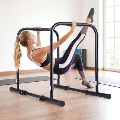 Goplus Adjustable Dip Bar, Heavy Duty Parallette Push Up Stand with 660 LBS Capacity, Anti-Slip Foam Grips, Portable Fitness Workout Dip Station for Home Gym, Calisthenics - size: 2 Side Locked