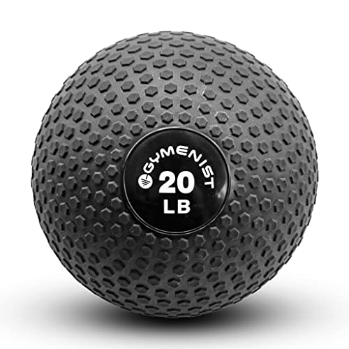 GYMENIST Weighted No Bounce Slam Ball Intensive Workout Training Gym Exercise Weight Balls Equipment - size: 20-LB, style: Black Classic
