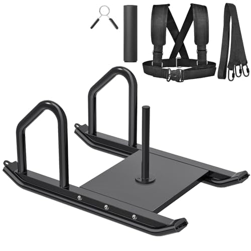 Kipika Weight Sled, Workout Sled, Fitness Strength Training Sled, Speed Training Sled for Athletic Exercise, Speed Improvement, Easily Through Obstacles, Suitable for 1" & 2" Weight Plate - color: C- Black