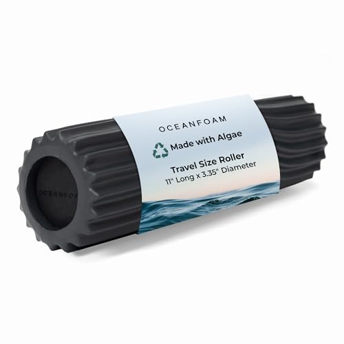 Ripple Travel Foam Roller (11" x 3.35") Firm Mini Foam Roller for Physical Therapy, Deep Tissue Massage, Back Pain - High Density, Ergonomic Wave Textured, Yoga, Pilates, Exercise (Charcoal) - color: Charcoal