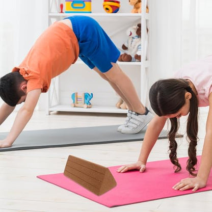ULTECHNOVO Triangle Cork Yoga Blocks High-density Non-slip Pilates Workout Bricks for Stretching and Balance Training, Lightweight Supportive Yoga Bricks for Home Gym and Dance Fitness
