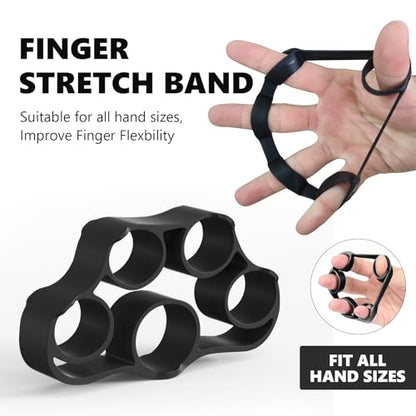 Professional Hand Grip Strengthener Trainer Kit, 50-175LB Metal Hand Gripper with 2 Finger Stretcher & 2 Grip Ring Wrist Foream Strengthener Exercise Workout Trainer for Pro Beginner Professionals