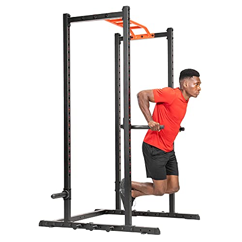Sunny Health & Fitness Power Cage Squat Rack Upgrade Attachments, Dip Bar, Plate Bar Holder, Belt Squat, J Hook, Lat, Adapter, U Ring, Pull Up Bar, Landmine, Captain's Chair, Tricep Rope For Home Gym - style: Dip Bar