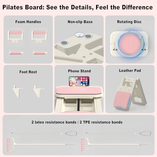 Pilates Reformer Board, Foldable Reformer for Full Body Exercise, Portable Pilates Equipment for Home Gym – Improve Posture & Flexibility