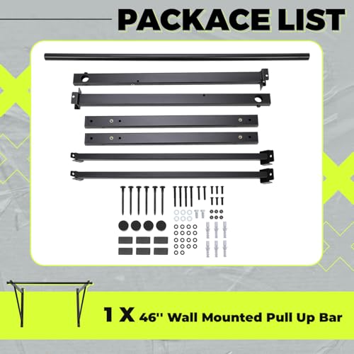 ECOTRIC 46'' Wall Mounted Pull Up Bar Chin up Bar Doorway Exercise Bar Upper Body Gym Workout Bar Heavy Duty Training Fitness Home Heavy Duty 500lbs
