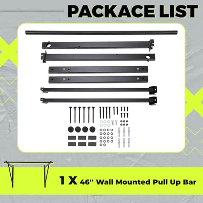 ECOTRIC 46'' Wall Mounted Pull Up Bar Chin up Bar Doorway Exercise Bar Upper Body Gym Workout Bar Heavy Duty Training Fitness Home Heavy Duty 500lbs