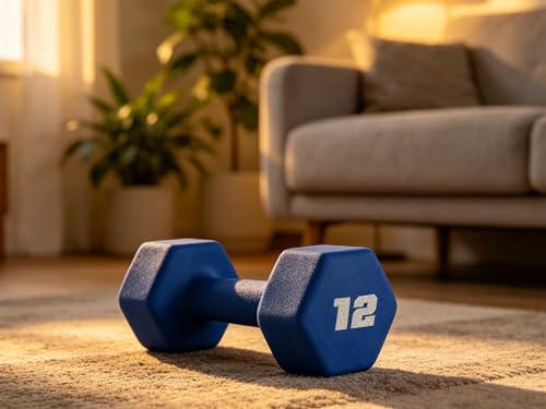 12 lb Neoprene Hex Dumbbell, Single, Non-Roll Design with Comfort Grip for Home Gym, Strength Training, HIIT Workouts for Men & Women