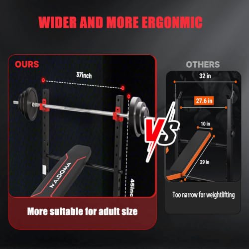 Foldable 1500LBS Capacity 8 IN 1 Weight Bench Set with Leg Extension/Squat Rack/Preacher Curl, Adjustable Bench Press for Home Gym Full Body Workout (US Stock)