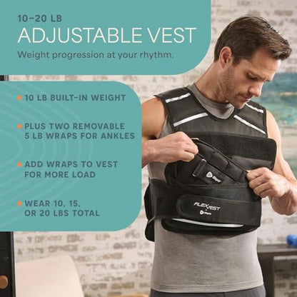 Lifepro Adjustable Weighted Vest for Women & Men - Flexvest 15 or 20 lb Workout Vest – Reflective Fitness Weight Vest with Phone Pocket for Running, Cardio, Strength Training