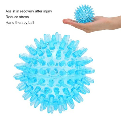 Agatige 2PCS 7CM Spiky Massage Balls, Strength Recovery Exercise Ball, Hollow Soft Stress Reflexology, Stress Relief Massage Ball for Hand Wrist (Transparent Blue, 2PCS) - size: 2PCS