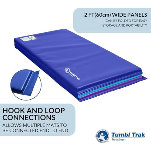 Tumbl Trak Gymnastics Folding Tumbling Panel Mat - color: Blueberry, size: 4'x6'x1.38"
