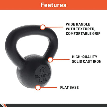 Body Sport Cast Iron Kettlebell - Professional Weight Training Equipment for Home & Gym Workouts - size: 80.0 Pounds
