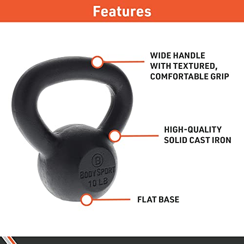 Body Sport Cast Iron Kettlebell - Professional Weight Training Equipment for Home & Gym Workouts - size: 30 Pounds