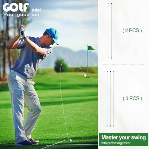 Golf Alignment Sticks, 3 Pack 58”Golf Sticks Alignment Rods, Full Golf Practice Swing Trainer to Align Your Golf Shot
