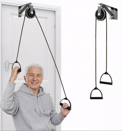 Shoulder Pulley for Physical Therapy with Adjustable Fixed Metal Bracket, Over The Door Pulley for Shoulder Rehab, Over Door Exercise Pulley for Shoulder Pain Reduction and Mobility Improvement