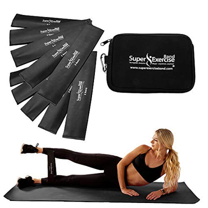 USA 14" x 3" Extra Long Latex Free Mini Loop Bands in 3, 5, 10 Pack Sets. 10 Strengths for Resistance Training, Stretching, Yoga, Toning. Plus an Exclusive iPhone App and E-Book. - color: s. Black X HEAVY Loop Band 10 Pack