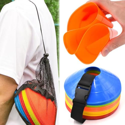 20Pcs Orange Plastic Disc Cones with Carry Strap Soccer Cones Training Cone Sports Markers for Basketball Drills Practice Outdoor Activities