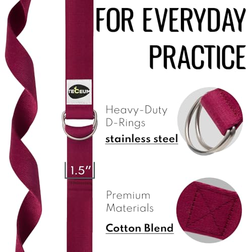 Yoga Strap & Mat Strap – 2 IN 1 – Cotton – 6 ft 8 ft 10 ft (30+ colors) – Adjustable Non-Slip Belt for Yoga, Pilates, Stretching, Physical Therapy, Fitness & Home Workout – For Carrying Mats