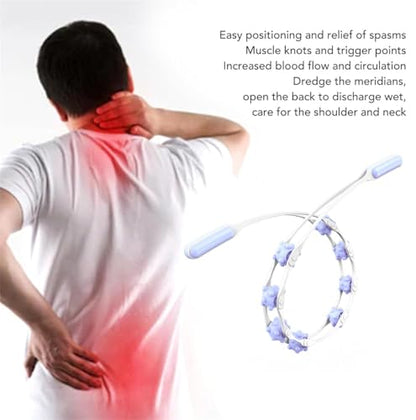 Manual Back Massage Roller Rope, Handheld Massage Ball Roller Anti Cellulite Massage Roller, Fascia Roller Manual Massage Strap for Back Neck Shoulder Waist Leg Muscle Exercise Massage Roller (Orange)