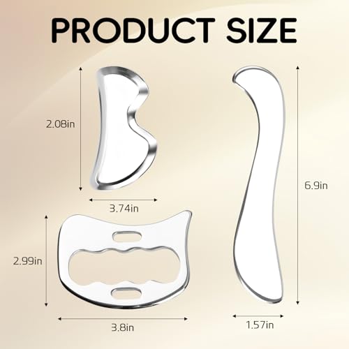 3-in-1 Stainless Steel Gua Sha & IASTM Muscle Scraping Massage Tools Set for Soft Tissue Therapy – Ideal for Physical Therapy & Body Recovery