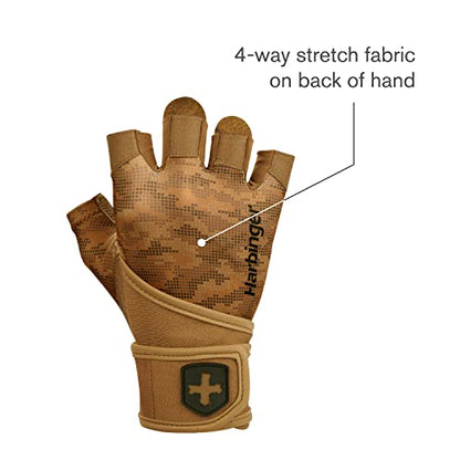 Harbinger Pro Wristwrap Gloves 2.0 for Weightlifting, Training, Fitness, and Gym Workouts with Wrist Support