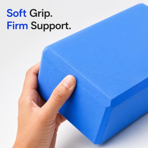 High Density EVA Foam Yoga Block Support and Stability for Stretching, Workout, Pilates at Home and Gym - color: Blue