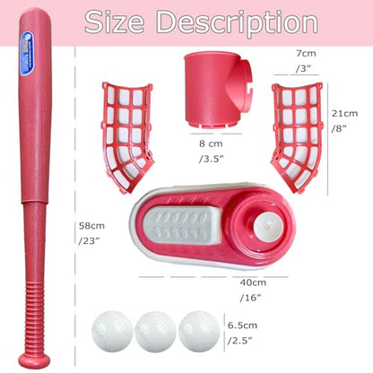Kids Sports Baseball Toy Set,Trainer Hitting,Tee Popper Batting Training,Indoor/Outdoor,Durable Nylon Strength,Hitting Tee Popper Perfect Swings Tballs Training Equipment with 6 Balls