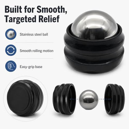 Flyfan Cold Massage Roller Ball, Small Gift for Teens, Men, Women, Boyfriend, Husband, Fitness Lovers, Stocking Stuffers,Handheld Muscle Roller Ball for Neck, Shoulders, Back, Calves & Feet - color: Black