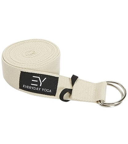 Everyday Yoga Strap with Metal D-Ring Athletic Stretching, 6ft/8ft/10ft - color: Natural, size: 10 Foot