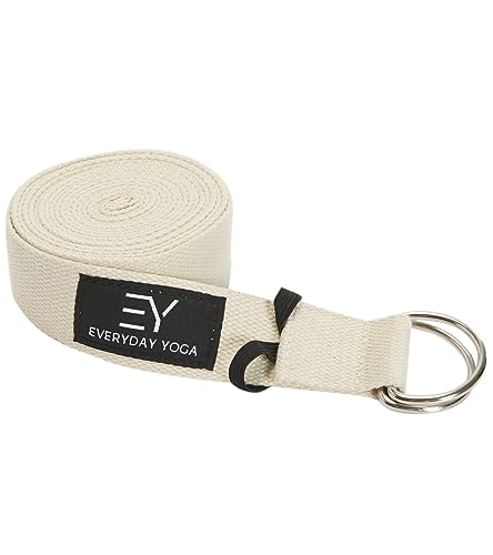 Everyday Yoga Strap with Metal D-Ring Athletic Stretching, 6ft/8ft/10ft - color: Natural, size: 10 Foot