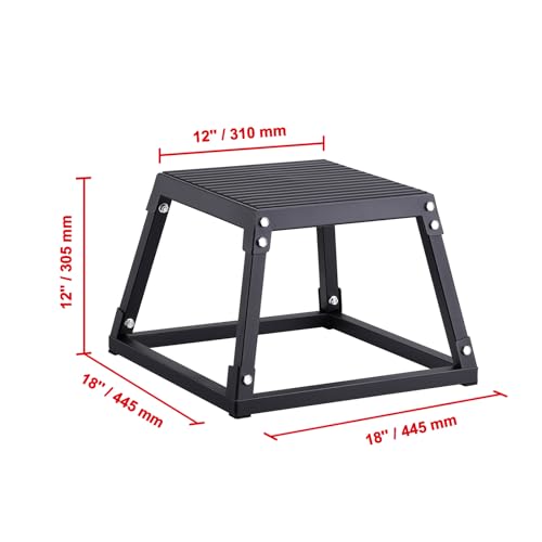 Happybuy 12" Plyometric Jump Box, Steel Plyo Box, Anti-Slip Fitness Platform, Jumping Agility Box for Home Gym Training, Conditioning, Strength Training, Black