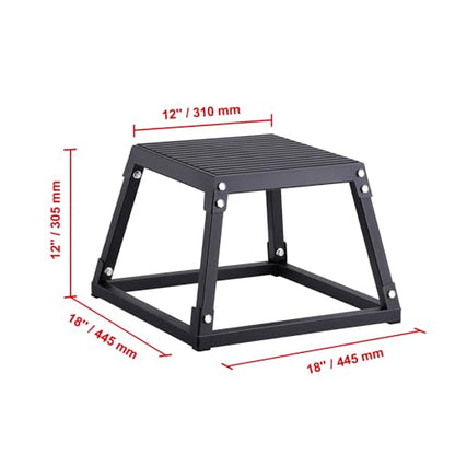 Happybuy 12" Plyometric Jump Box, Steel Plyo Box, Anti-Slip Fitness Platform, Jumping Agility Box for Home Gym Training, Conditioning, Strength Training, Black