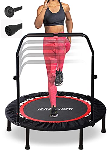 40" 48" Folding Mini Fitness Indoor Exercise Workout Rebounder Trampoline with Handle, Max Load 330lbs - color: Black, size: 40"