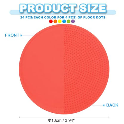 PATIKIL 4 Inch Poly Spot Markers, 24Pcs Non Slip Rubber Floor Dots with Storage Bag Flat Agility Cones for Sports Training Basketball Football