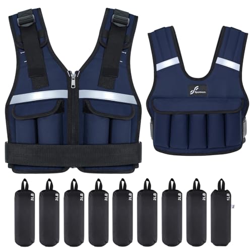 Sportneer Adjustable Weighted Vest Weights: 2-18 lbs/2-42 lbs Washable Weight Vest for Walking 16 In 1 Fast Adjust Rucking Vest for Women and Men Home Gym Running Jogging Strength Training Vests