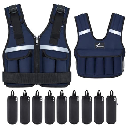 Sportneer Adjustable Weighted Vest Weights: 2-18 lbs/2-42 lbs Washable Weight Vest for Walking 16 In 1 Fast Adjust Rucking Vest for Women and Men Home Gym Running Jogging Strength Training Vests