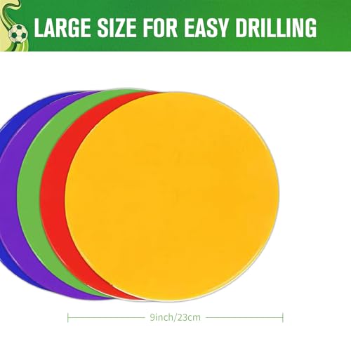9 Inch Non Slip Rubber Agility Markers,Flat Field Cones Floor Dots for Soccer Basketball Sports Speed Agility Training and Drills(6Pcs,with Net Bag)