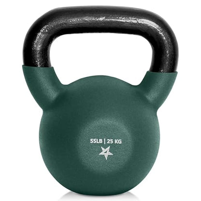 Yes4All Kettlebell, 5-65 LB Neoprene Coated Cast Iron Kettlebells, Wide Grip Handle & Flat Bottom for Swings, Squats, Deadlifts, Push Ups & Full Body Training at Home Gym - Single & Set - color: M. 55LB - Dark Blue, style: A. Single