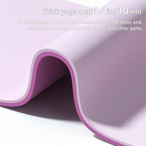 Wide Yoga Mat Thick(10mm) Exercise Mat Non Slip Anti-tear,72"x35" Extra Large Pilates Mats for Home Workouts, Gym & Floor Stretching with Carrier Strap