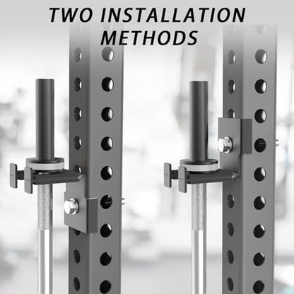 Rack-Mounted Olympic Barbell Holder for 2x2 & 2x3 Power Racks, No Drilling Required – Heavy-Duty Steel Storage with Protective Padding, Space-Saving Gym Equipment - color: fit 3x3"power racks