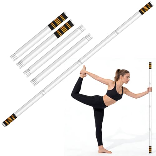 Queension 5ft Adjustable Yoga Stick Made of Sturdy Alloy Steel, Stretching & Mobility Stick with Non-Slip Foam-Sleeveds, Exercise Fitness Pole for Balance & Pilates
