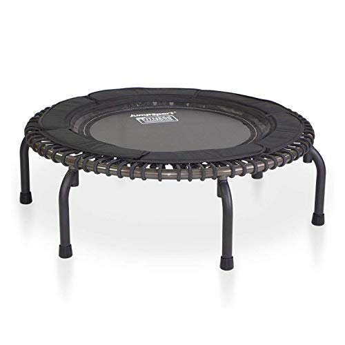 JumpSport 370 PRO Indoor Lightweight Heavy Duty 39-Inch Heavy Duty Fitness Trampoline with Handle Bar Accessory and Adjustable Tension Bungees, Black