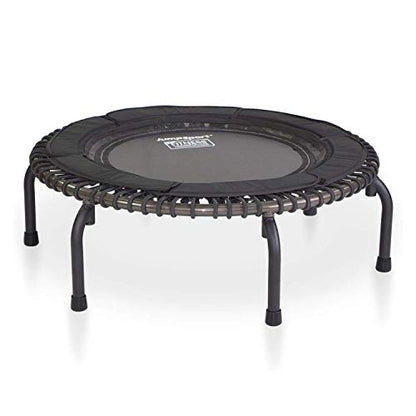 JumpSport 370 PRO Indoor Lightweight Heavy Duty 39-Inch Heavy Duty Fitness Trampoline with Handle Bar Accessory and Adjustable Tension Bungees, Black