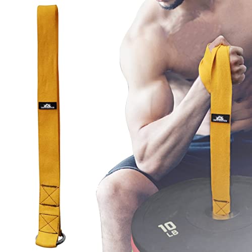 Arm Wrestling Training Loading Strap for Barbells, Arm Finger Wrist Exerciser Strengthener, Forearm Muscle Strength Workouts Tools Suitable for Home and Gym Training - color: yellow