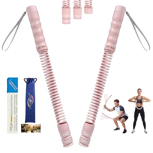 Cordless Battle Ropes for Home Gym & Apartment-Portable Ropeless Battle Ropes for Strength Training, HIIT & Full Body Exercise Includes Workout Guide & Storage Bag