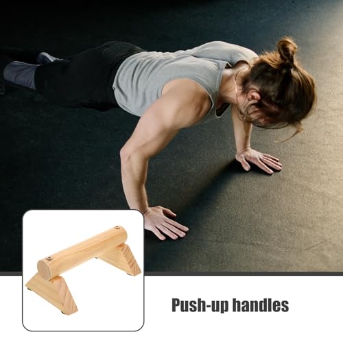 GANAZONO Push-up Handles Set with Non-slip Pads, Pine Wood Exercise Handles 21x13x8.7cm, Fitness Accessory for Home Workout and Strength Training