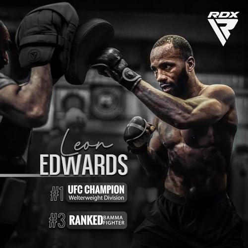 RDX Boxing Pads Curved Focus Mitts, Maya Hide Leather Kara Hook and jab Training Pads, Adjustable Strap Ventilated, MMA Muay Thai Kickboxing Coaching Martial Arts Punching Hand Target Strike Shield - color: Golden