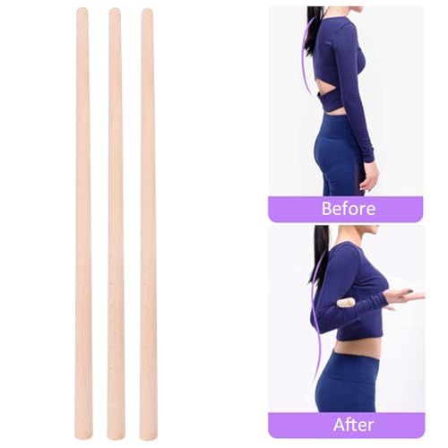 Posture Corrector for Women & Men - Neck, Shoulder & Back Stretcher - 3PCS Multi Use Wooden Yoga Stick - Hunchback and Neck Hump Corrector - Back Straightener, 2x70cm